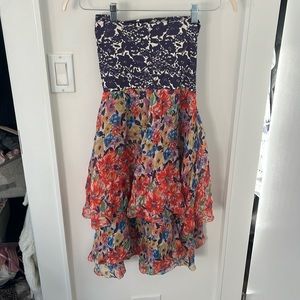 Shan strapless floral dress